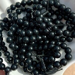 Solid Black Glass Beaded Bracelets NWOT